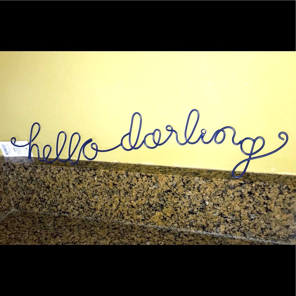 Metal  “Hello Darling” hanging message.  Wall decor
